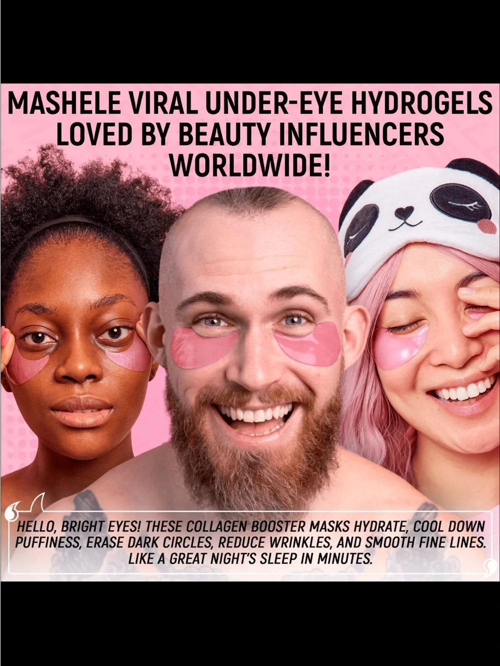 New 60 pcs Mashele Rose Eye Patches - Pink Hydrogel Under-Eye Patches Masks